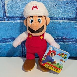 New JAKKS Pacific Super Mario Bros. Small Plush Toy Stuffed Animal Fire Mario